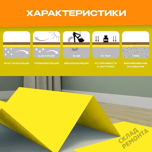 Фото Подложка листовая Solid 2 мм под ламинат и паркет желтая – купить в Самаре: цена, описание, фото. Интернет-магазин 3