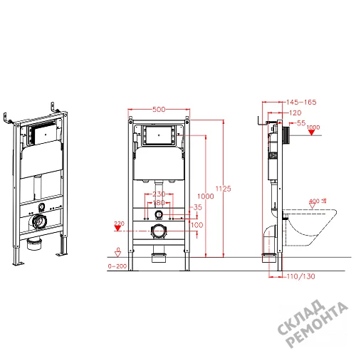 Фото Инсталляция для подвесного унитаза Calypso Beta CS105M без кнопки купить в Самаре: цена, описание, фото. Интернет-магазин 11