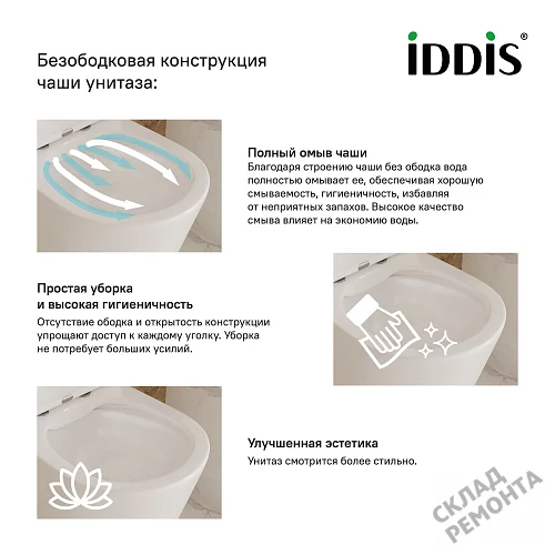 Фото Унитаз подвесной Iddis Калипсо CALRDSEi25 безободковый купить в Самаре: цена, описание, фото. Интернет-магазин 6