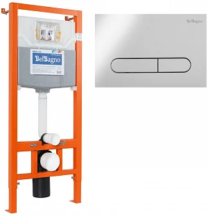 Инсталляция для подвесного унитаза BelBagno BB001-120/BB005-PR-CHROME с кнопкой