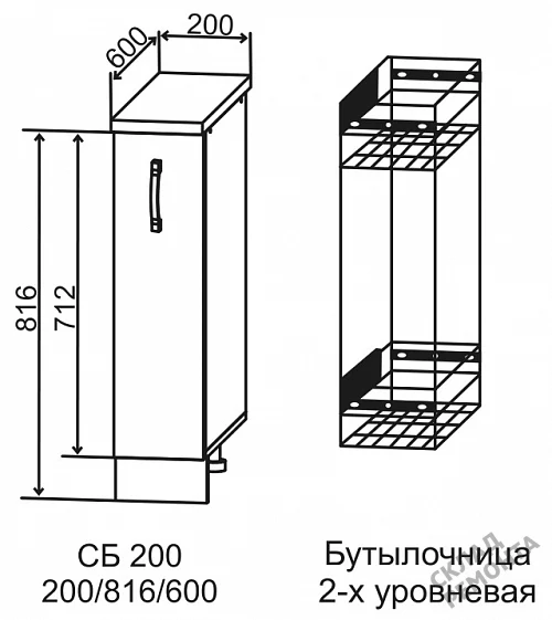 Фото Шкаф нижний ДСВ СБ 200 (бутылочница) – купить в Самаре: цена, описание, фото. Интернет-магазин 2