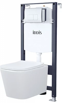 Унитаз с инсталляцией комплект с кнопкой Iddis Basic BASBI01i73 безободковый
