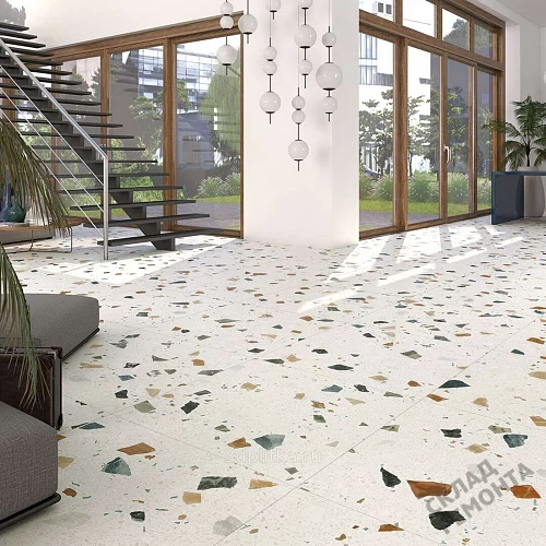 Фото Керамогранит матовый Steppe Ceramics Chips White белый 600*600*9 – купить в Самаре: цена, описание, фото. Интернет-магазин 3